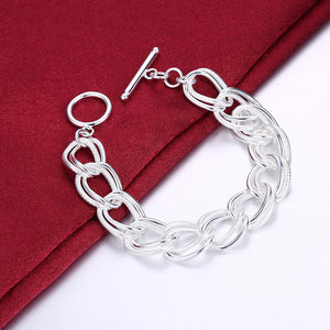 925 Silver Double twist Chain Bracelet Women Wedding Jewelry