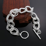 925 Silver Double twist Chain Bracelet Women Wedding Jewelry