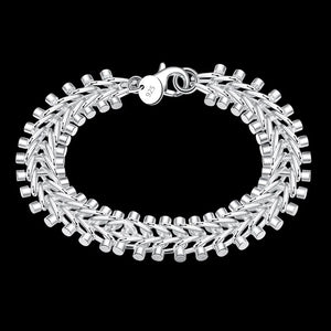 925 Silver Fishbone Chain Bracelet Women Men Wedding Jewelry Christmas