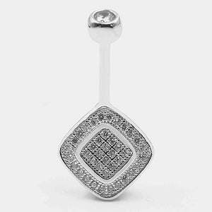 925 Silver Belly Ring with CZ Navel Piercing Jewelry