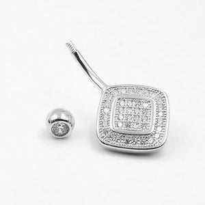 925 Silver Belly Ring with CZ Navel Piercing Jewelry