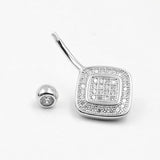 925 Silver Belly Ring with CZ Navel Piercing Jewelry