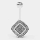 925 Silver Belly Ring with CZ Navel Piercing Jewelry