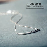 925 Silver Bend Necklace Choker For Women Lady Gift