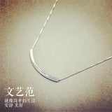 925 Silver Bend Necklace Choker For Women Lady Gift