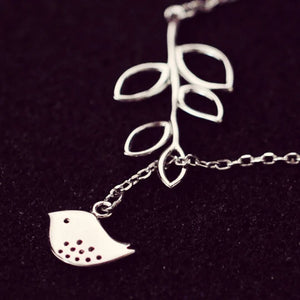 925 Silver Bird Branches Necklace Pendant Gift