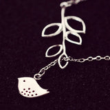 925 Silver Bird Branches Necklace Pendant Gift