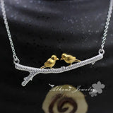 925 Silver Birdie Necklace Pendant Women Lady Gift
