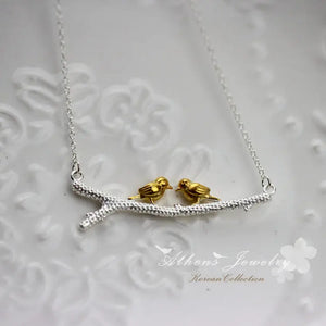 925 Silver Birdie Necklace Pendant Women Lady Gift