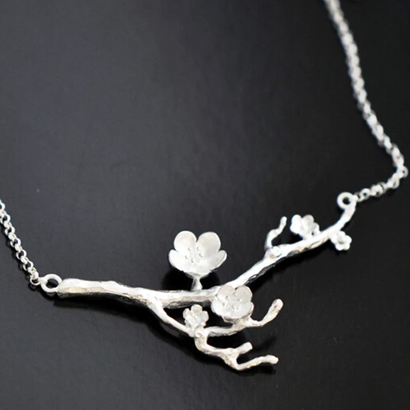 925 Silver Floral Necklace for Women