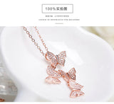925 Silver Butterfly Zircon Necklace for Women - Gift Jewelry