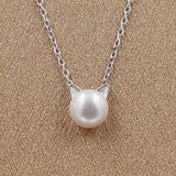 925 Sterling Silver Cat Pearl Necklace for Women