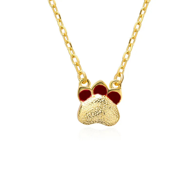 925 Silver Cat's Paw Necklace Pendant Women Lady Gift
