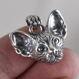 925 Sterling Silver Cat Women Pendant Tag Charm