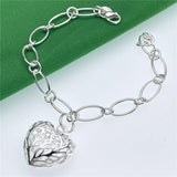 925 Silver Heart Charm Bracelet 8inches