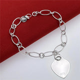 925 Silver Heart Charm Bracelet 8inches