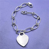 925 Silver Heart Charm Bracelet 8inches