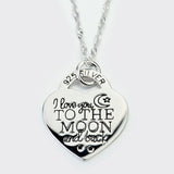 925 Silver Choker Necklace Heart Pendant Moon and Back