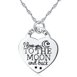 925 Silver Choker Necklace Heart Pendant Moon and Back