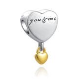 925 Silver Beaded Golden Heart Birthday Candle Charm DIY Jewelry