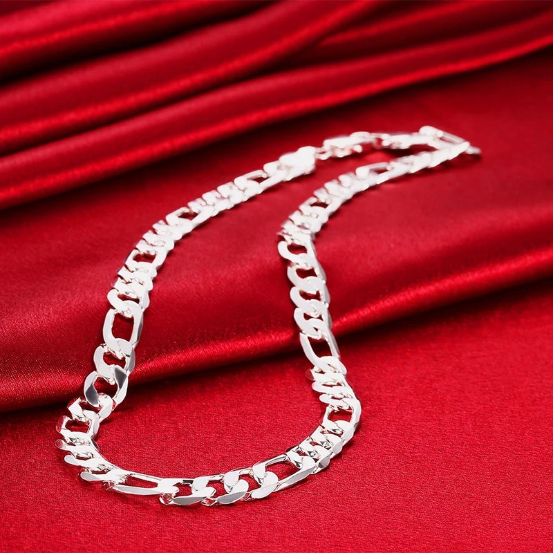 925 Sterling Silver 10MM Chain Necklace 20/24 Inch Wedding Jewelry