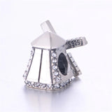 925 Silver cz Windmill Charm Bead for Bracelet Necklace