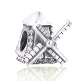 925 Silver cz Windmill Charm Bead for Bracelet Necklace