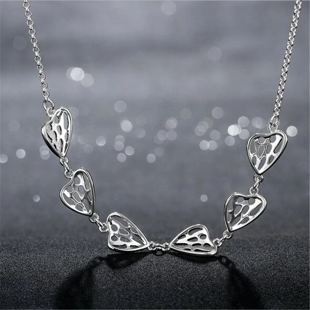 Sterling Silver Love Heart Pendant Necklace Valentine Gift