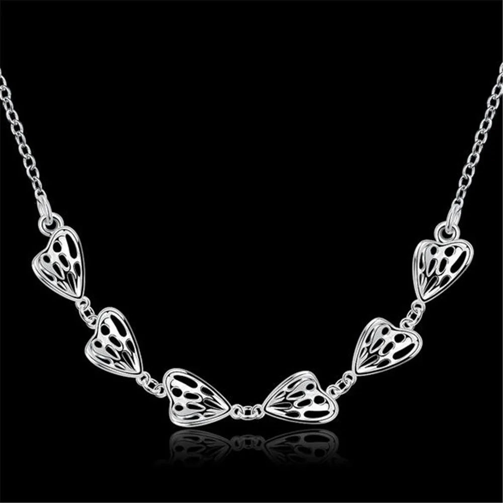 Sterling Silver Love Heart Pendant Necklace Valentine Gift