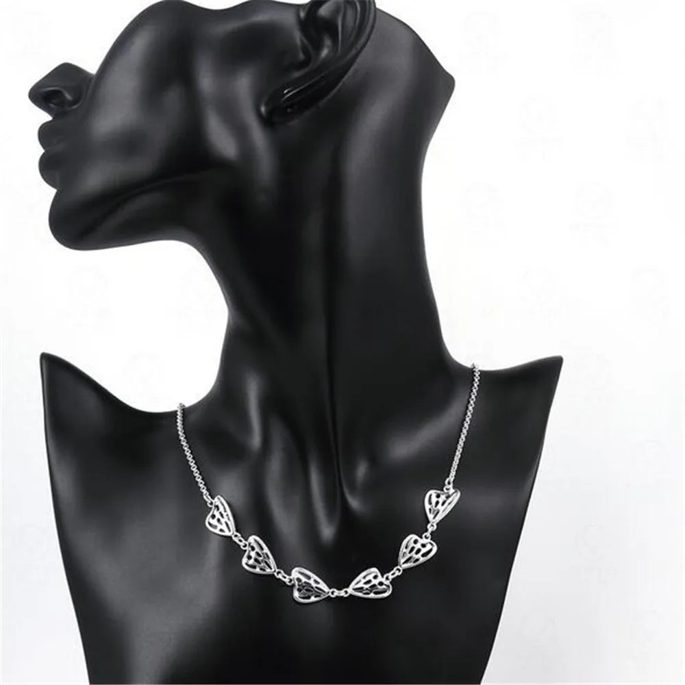 Sterling Silver Love Heart Pendant Necklace Valentine Gift