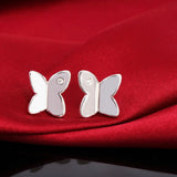 925 Silver Crystal Butterfly Necklace Earrings Set Wedding Party Jewelry