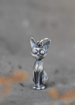 925 Sterling Silver Cat Pendant Charm Necklace