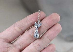 925 Sterling Silver Cat Pendant Charm Necklace