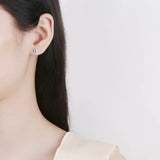 925 Silver Heart Crystal Thread Stud Earrings For Women Kids Wedding Party