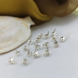 925 Silver cz Stud Earring Ear Post w/ Ring Loops, Earring Finding