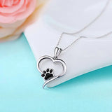 925 Silver Paw Print Love Pendant Necklace for Her