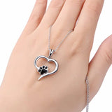 925 Silver Paw Print Love Pendant Necklace for Her