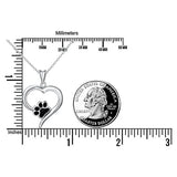 925 Silver Paw Print Love Pendant Necklace for Her