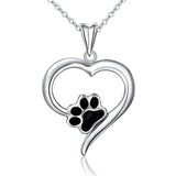 925 Silver Paw Print Love Pendant Necklace for Her