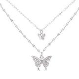 925 Silver Butterfly Chain Choker Necklace Zircon Fine Jewelry