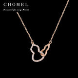 925 Silver Double Gourd Necklace Choker for Women Fine Jewelry Singapore Chomel