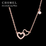 925 Silver Double Love Necklace for Women Choker - Singapore Chomel