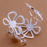 925 Silver Flower Bangle Bracelet Slim Design Elegant Jewelry
