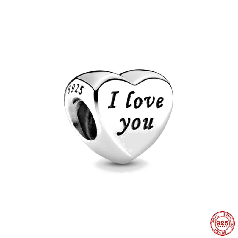 925 Silver Family Heart Letter Charms for Bracelet Making