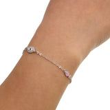 925 Silver Fish Charm Bracelet with Heart Charm for Women