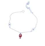 925 Silver Fish Charm Bracelet with Heart Charm for Women