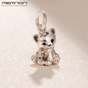 925 Silver Sweet Cat Charm for DIY Jewelry Making