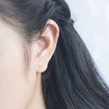 925 Silver Flower Ear Stud Inlaid with Cubic Zircon Small Earring