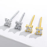 925 Silver Flower Ear Stud Inlaid with Cubic Zircon Small Earring