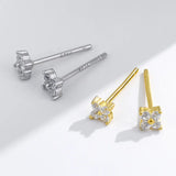 925 Silver Flower Ear Stud Inlaid with Cubic Zircon Small Earring